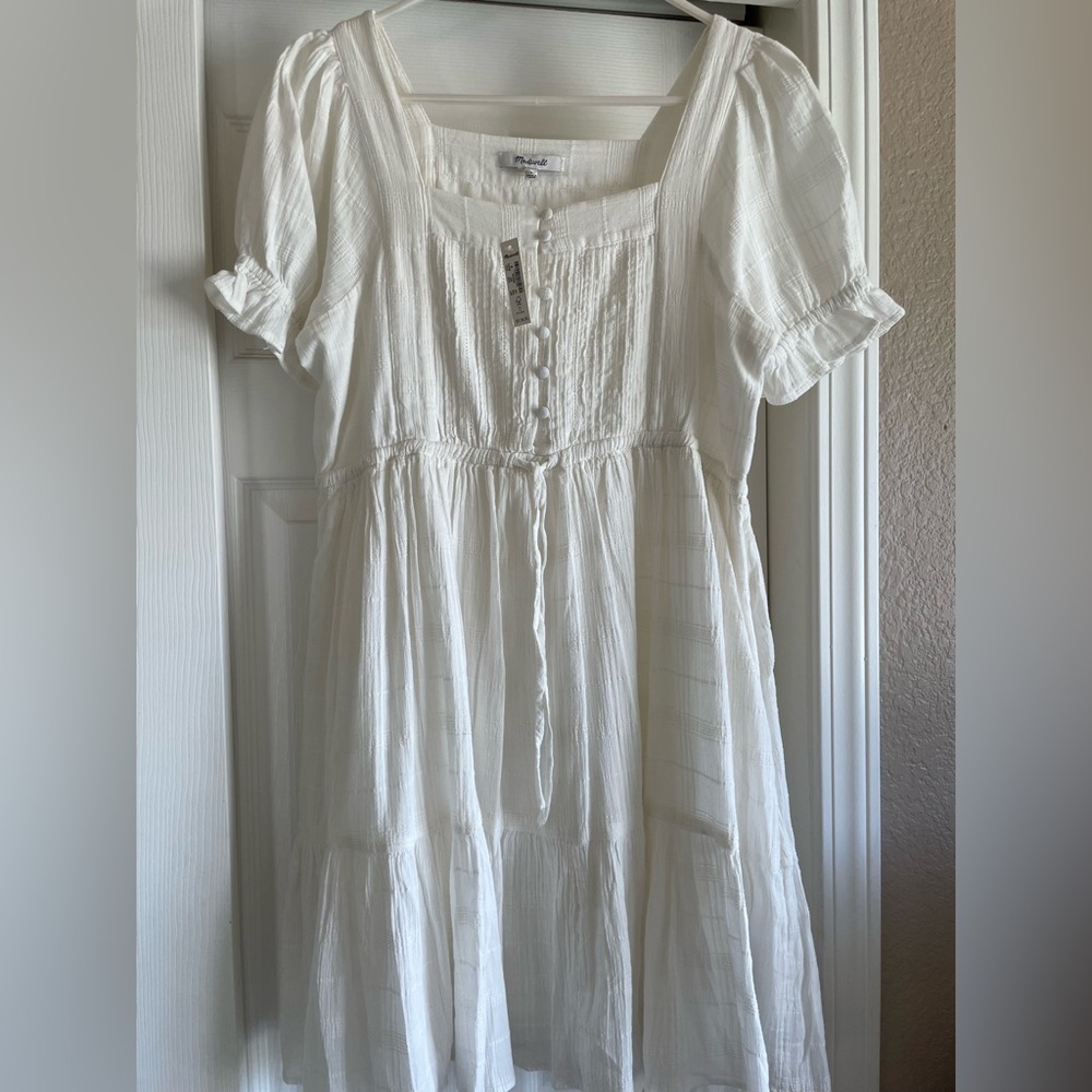 Madewell cream frilly dress